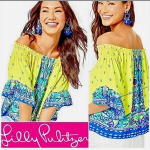 Lilly Pulitzer Fawna Top Pineapple Rivera Loro Green Size XSmall